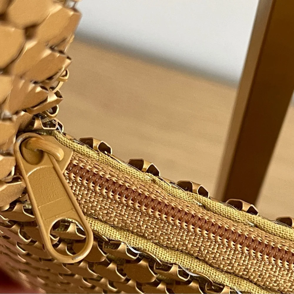 Vintage Gold evening Bag Jeanne Lottie metallic shoulder purse small formal - Picture 3 of 10